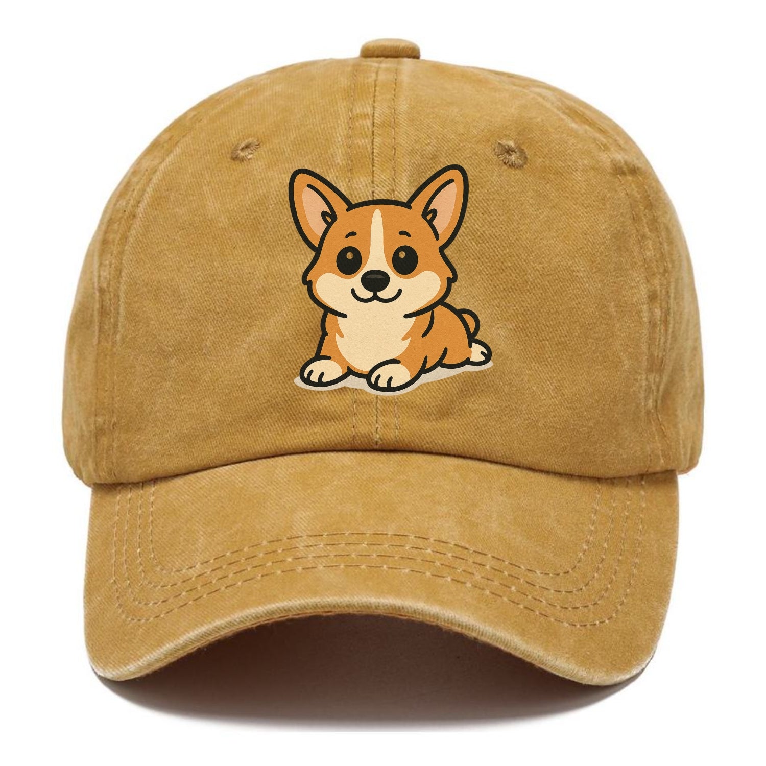 corgi sploot position portrait design Hat