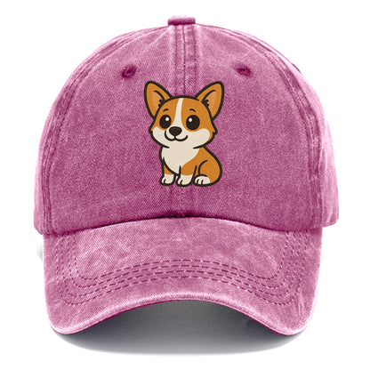 corgi orange and white sitting pose with short legs portrait design Hat