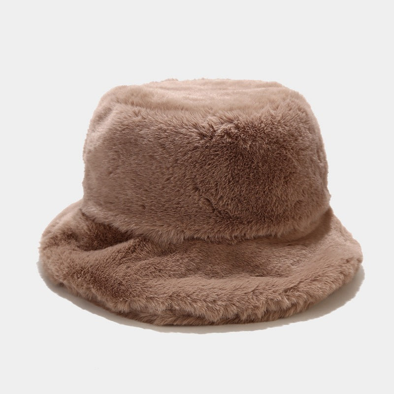 "Retro Chic Fleece Bucket Hat for Women: Cozy Style with a Touch of Japanese Influence, Perfect for Autumn and Winter Wardrobe" Khaki Hat - Size undefined
