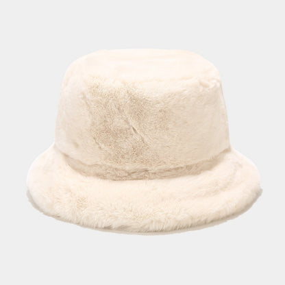 "Retro Chic Fleece Bucket Hat for Women: Cozy Style with a Touch of Japanese Influence, Perfect for Autumn and Winter Wardrobe" Off White Hat - Size undefined