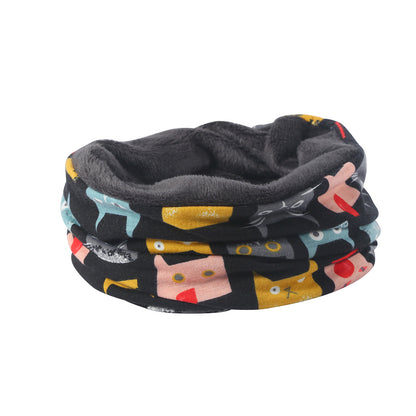 Reversible Cat-Ear Balaclava - Printed Slouch Beanie & Neck Gaiter Winter Combo