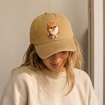 Pomeranian Sitting Sweetheart Classic Cap – editorial product image