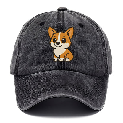 corgi orange and white sitting pose with short legs portrait design Hat