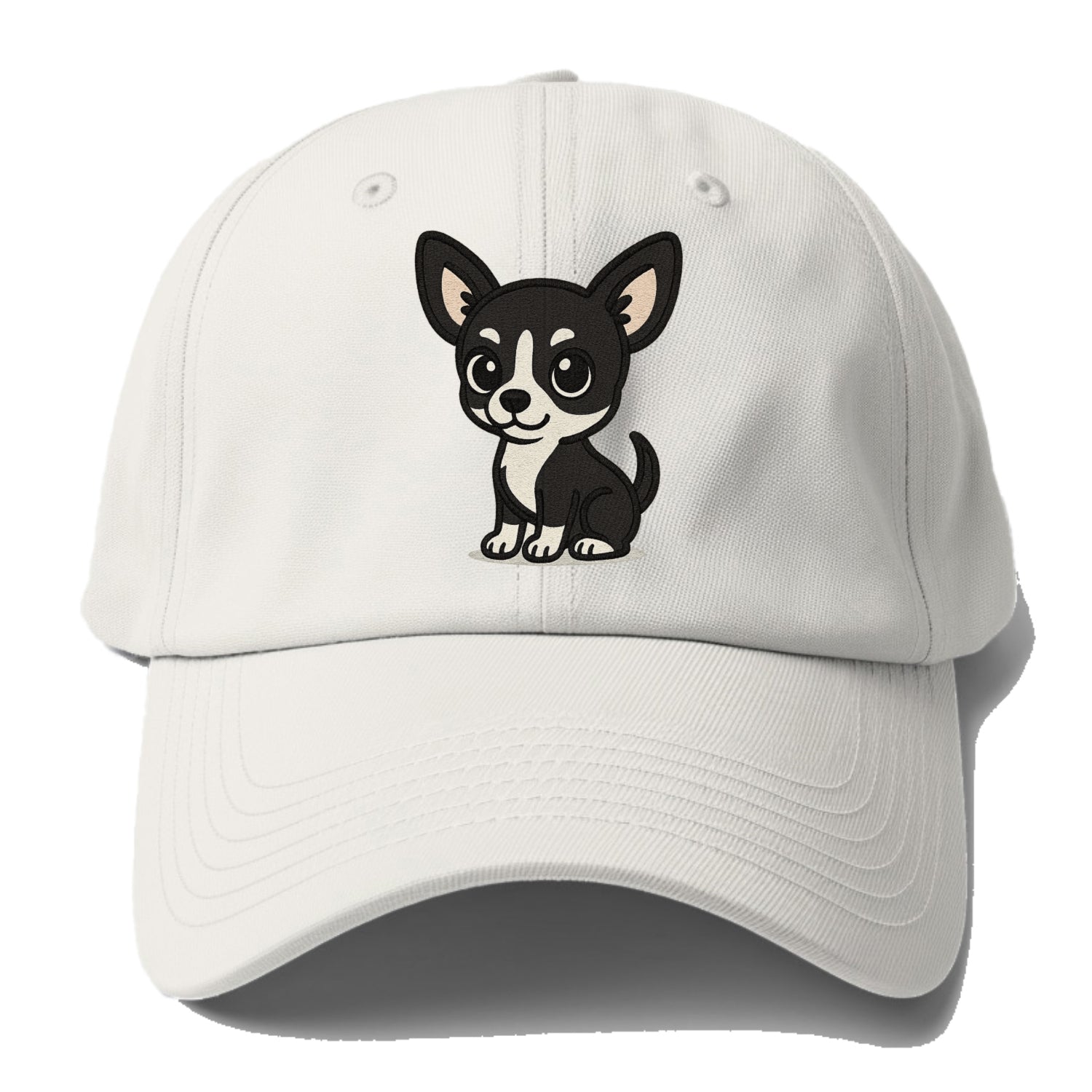 chihuahua black and white sitting pose portrait design Hat