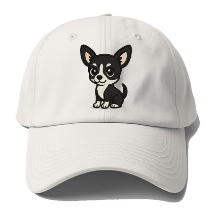 chihuahua black and white sitting pose portrait design Hat