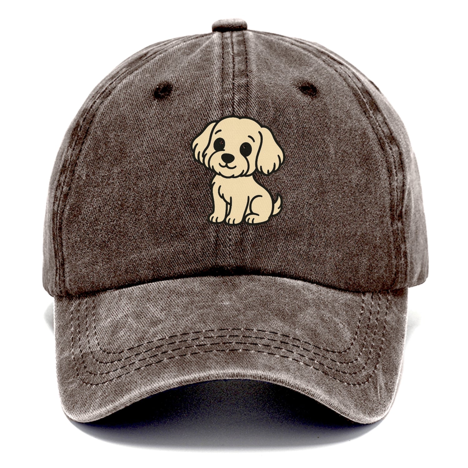 havanese cream colored sitting pose portrait design Hat