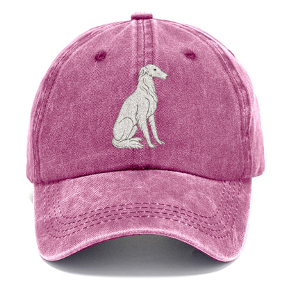 Borzoi White Sitting Pose Hat