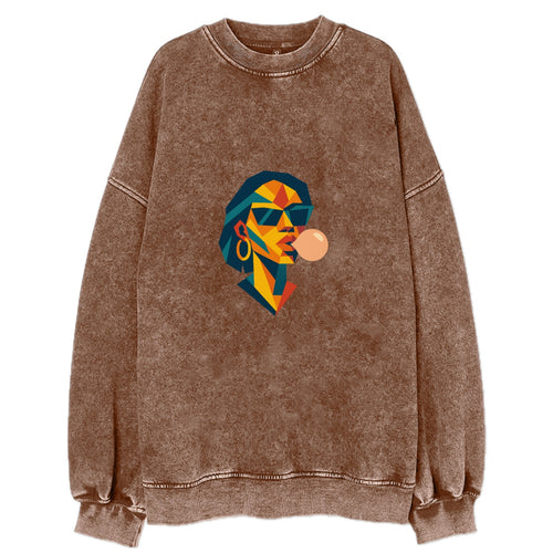 Woman Blowing Bubblegum Vintage Sweatshirt