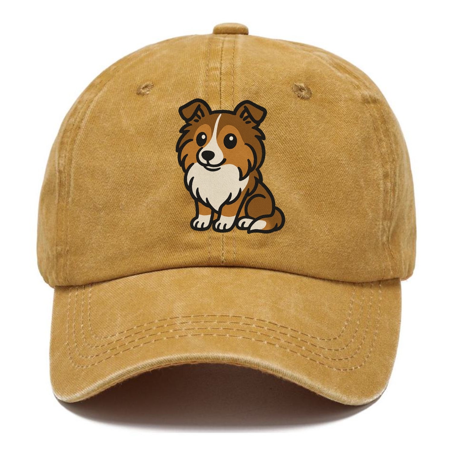shetland sheepdog sable and white sitting pose portrait design Hat