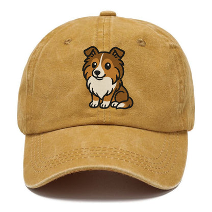 shetland sheepdog sable and white sitting pose portrait design Hat