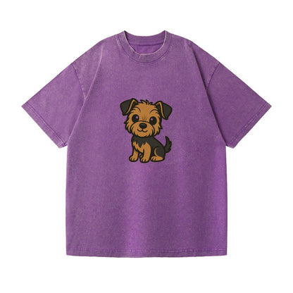 yorkipoo small brown and black sitting pose portrait design Hat