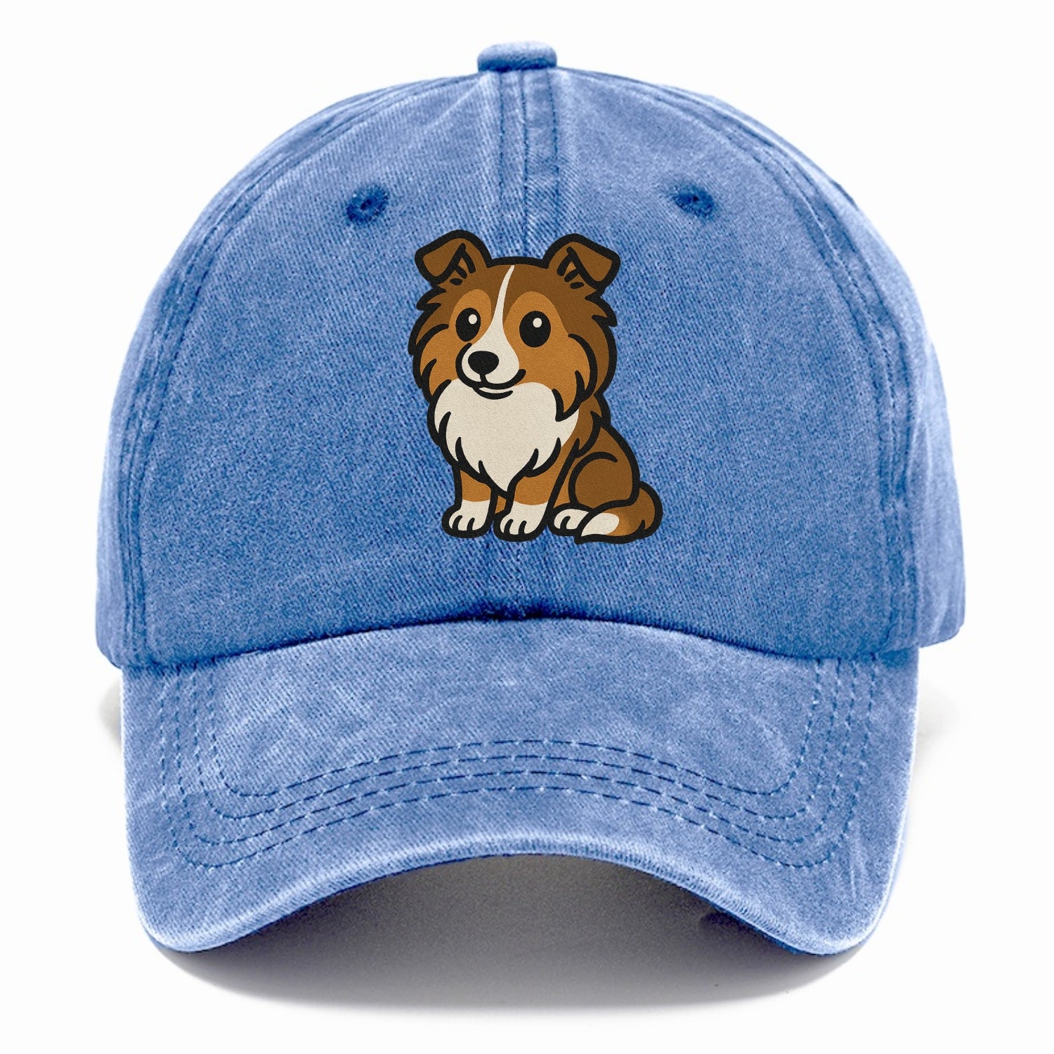 shetland sheepdog sable and white sitting pose portrait design Hat