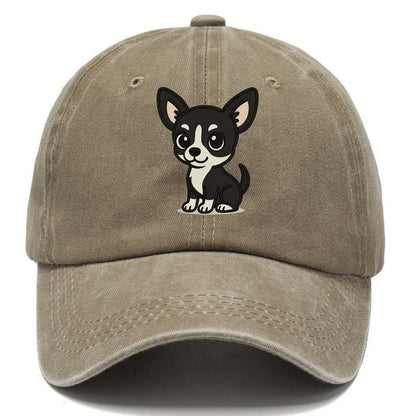 chihuahua black and white sitting pose portrait design Hat
