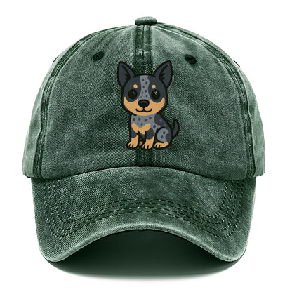 australian cattle dog blue heeler sitting pose portrait design Hat