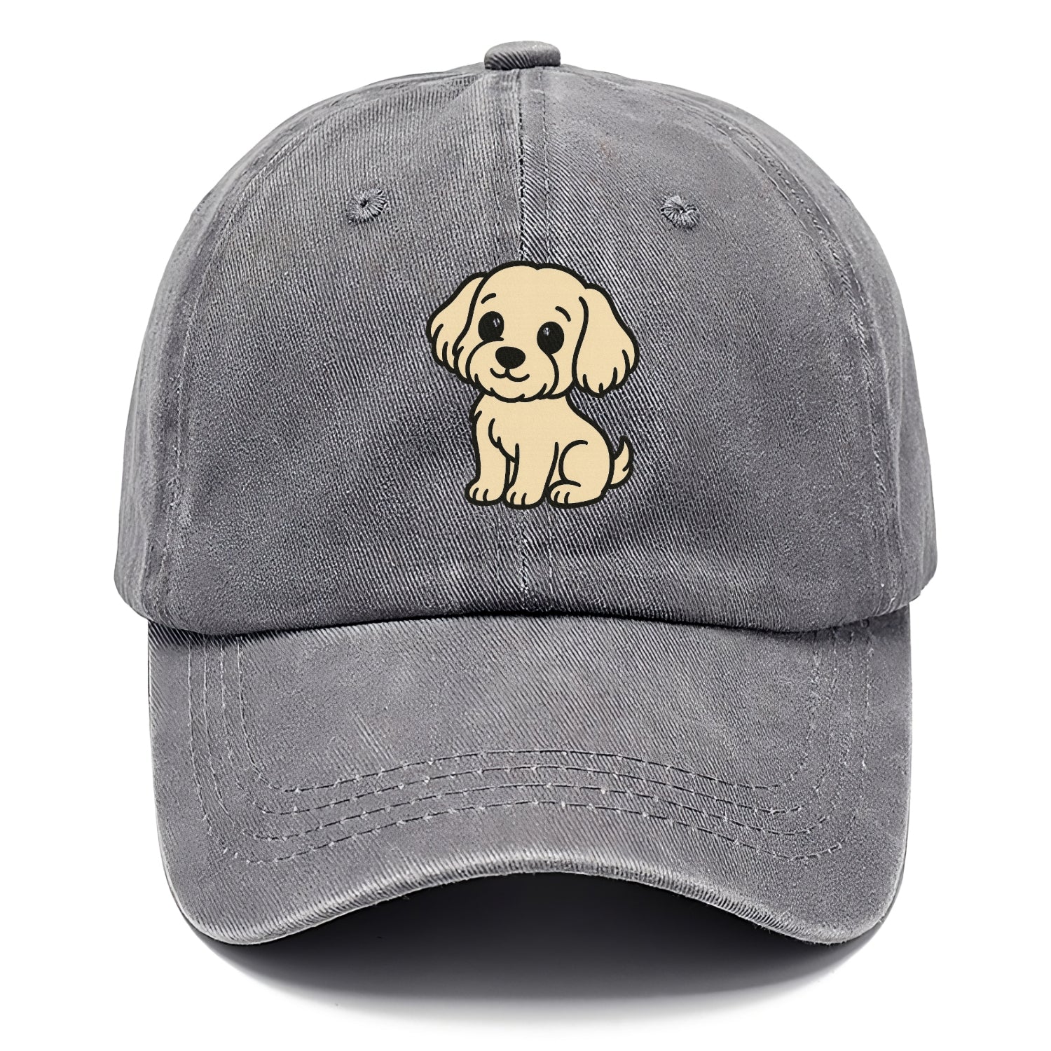 havanese cream colored sitting pose portrait design Hat