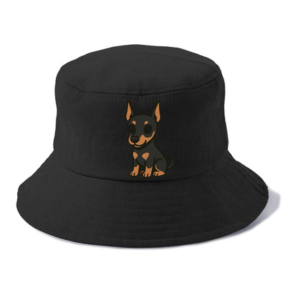 doberman black and tan sitting pose with cropped ears portrait design Hat
