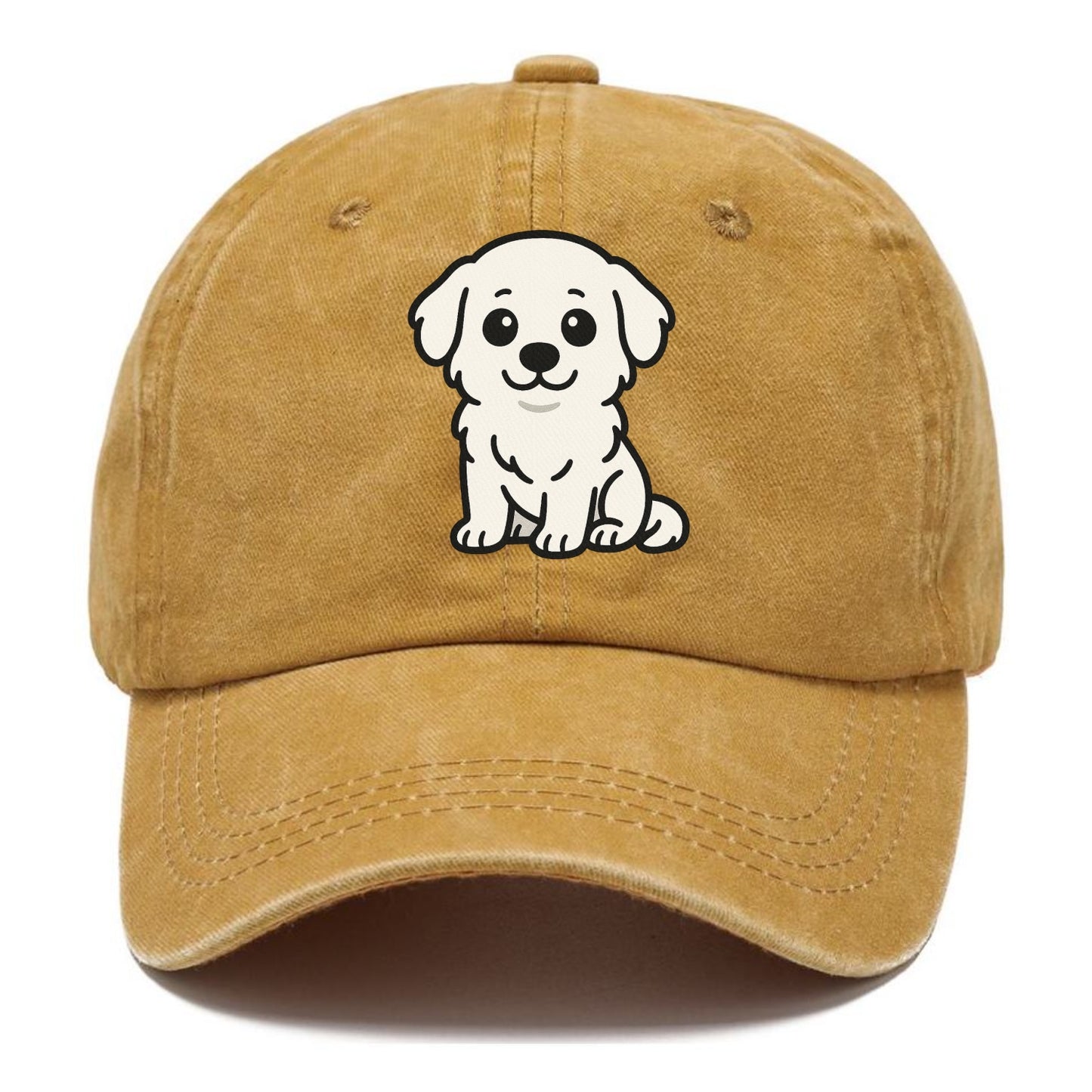 Great Pyrenees White Fluffy Sitting Pose Portrait Design Hat