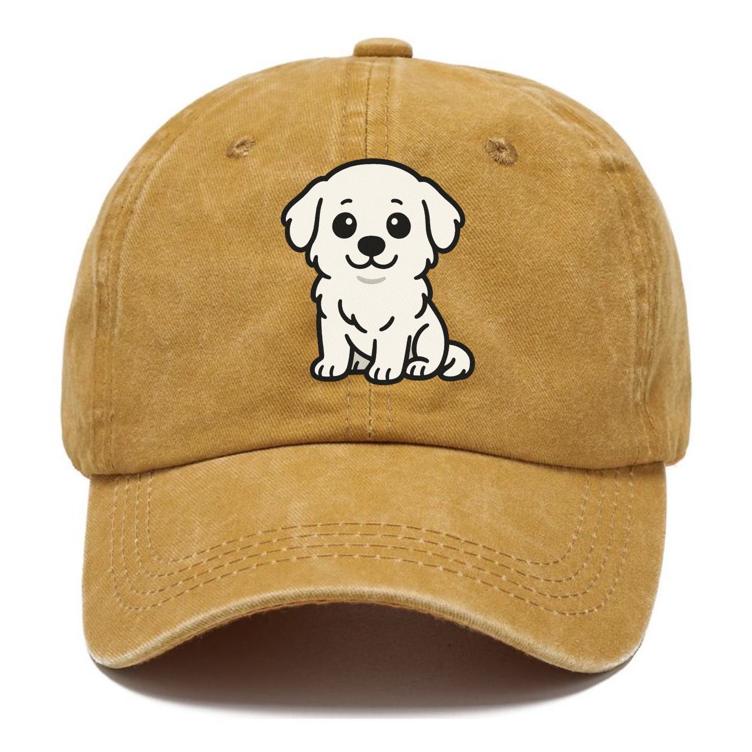 Great Pyrenees White Fluffy Sitting Pose Portrait Design Hat
