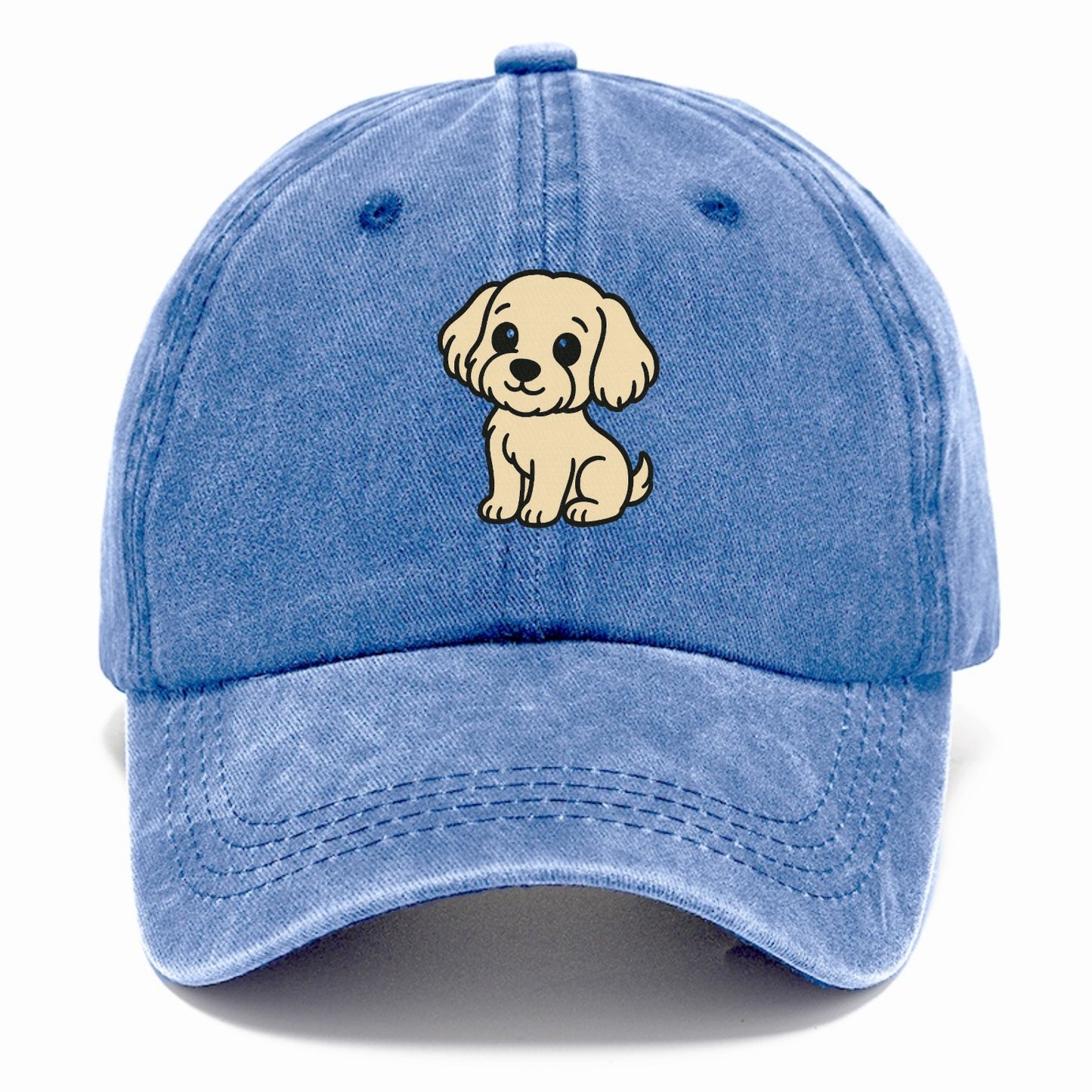 havanese cream colored sitting pose portrait design Hat