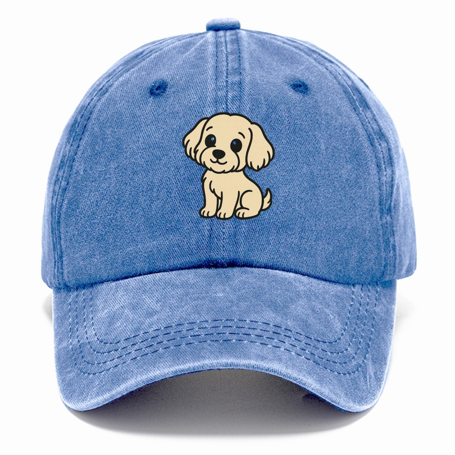 havanese cream colored sitting pose portrait design Hat