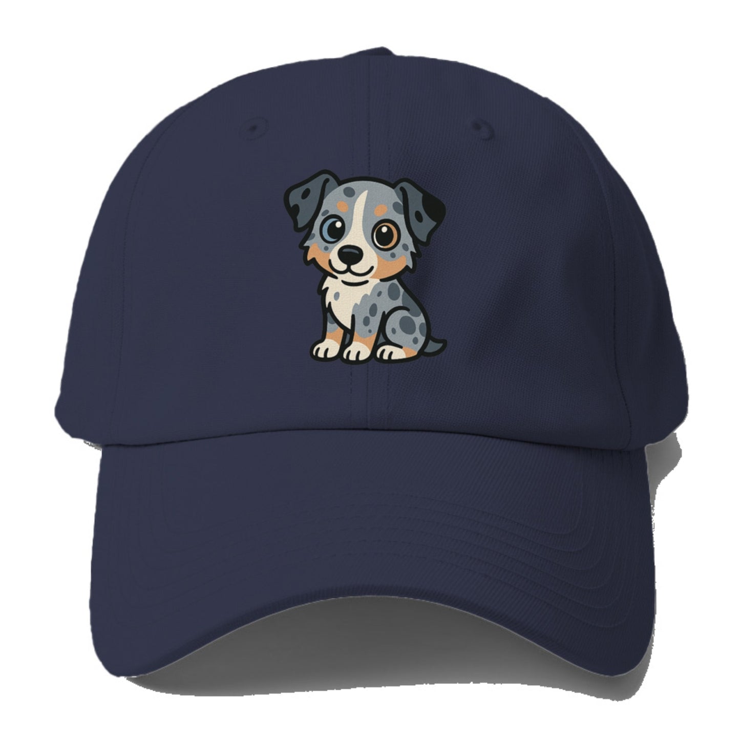 australian shepherd blue merle sitting pose with heterochromia portrait design Hat