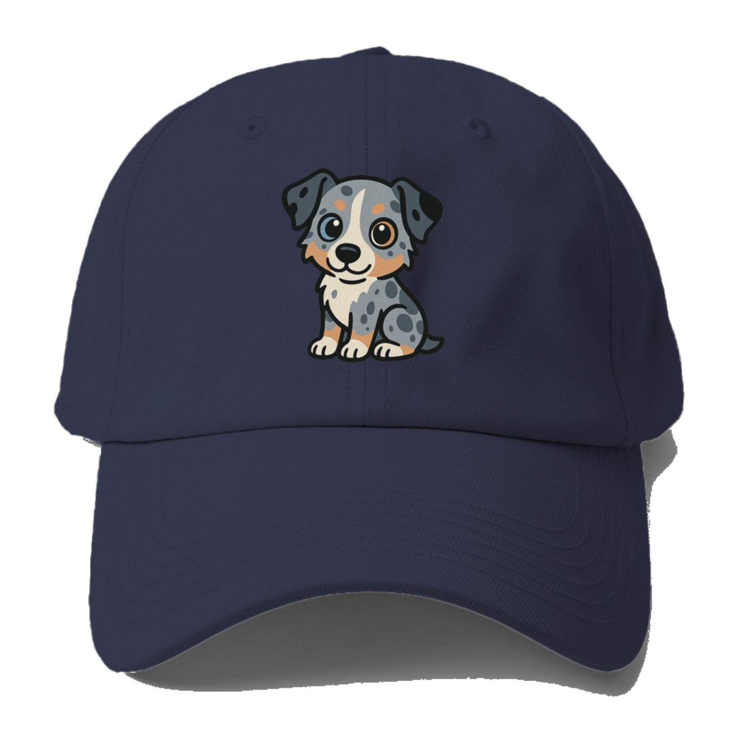 australian shepherd blue merle sitting pose with heterochromia portrait design Hat