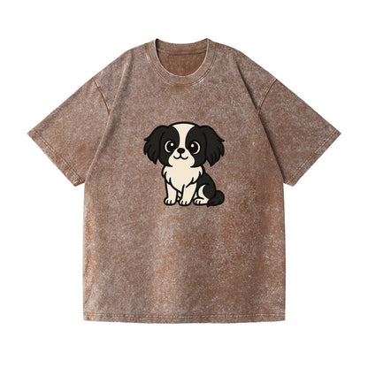 japanese chin black and white sitting pose portrait design Hat