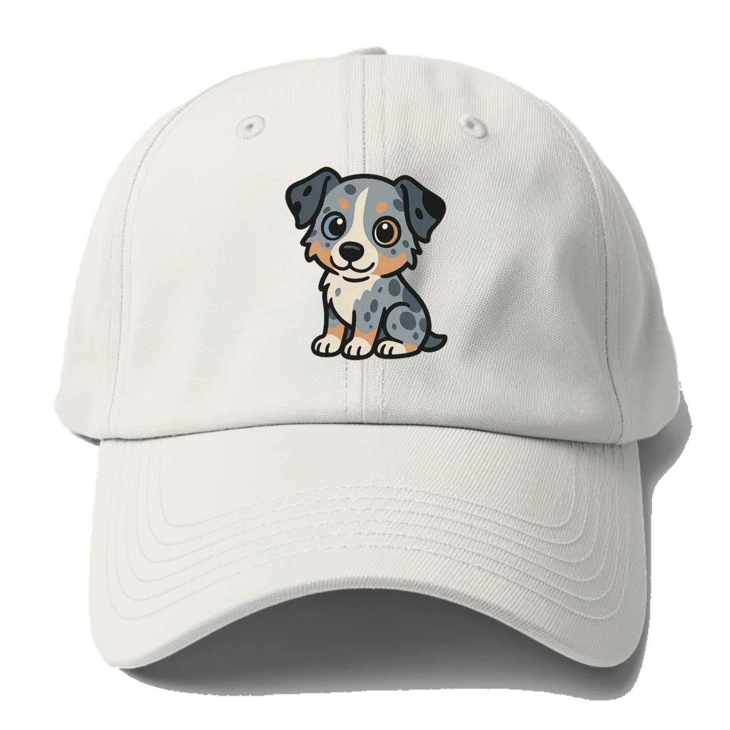 australian shepherd blue merle sitting pose with heterochromia portrait design Hat