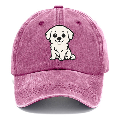 Great Pyrenees White Fluffy Sitting Pose Portrait Design Hat