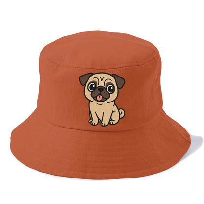 pug tilted head with tongue out portrait design Hat