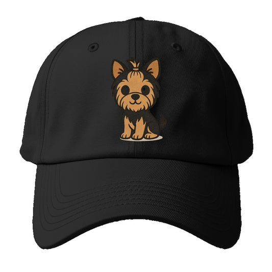 yorkshire terrier brown and black with top knot portrait design Hat