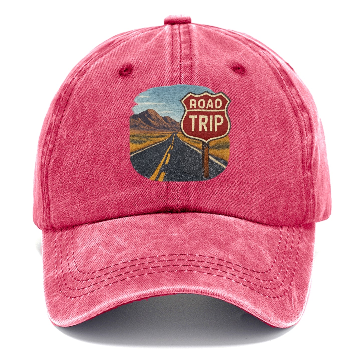 american road trip scenic embroidery Hat