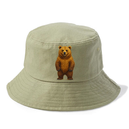 detailed brown bear on yellow background Hat