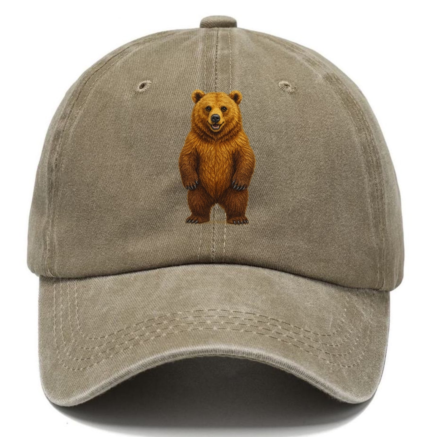 detailed brown bear on yellow background Hat