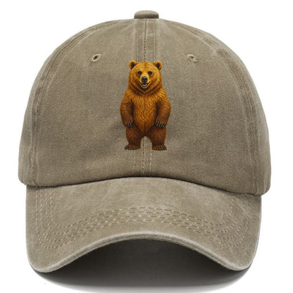 detailed brown bear on yellow background Hat