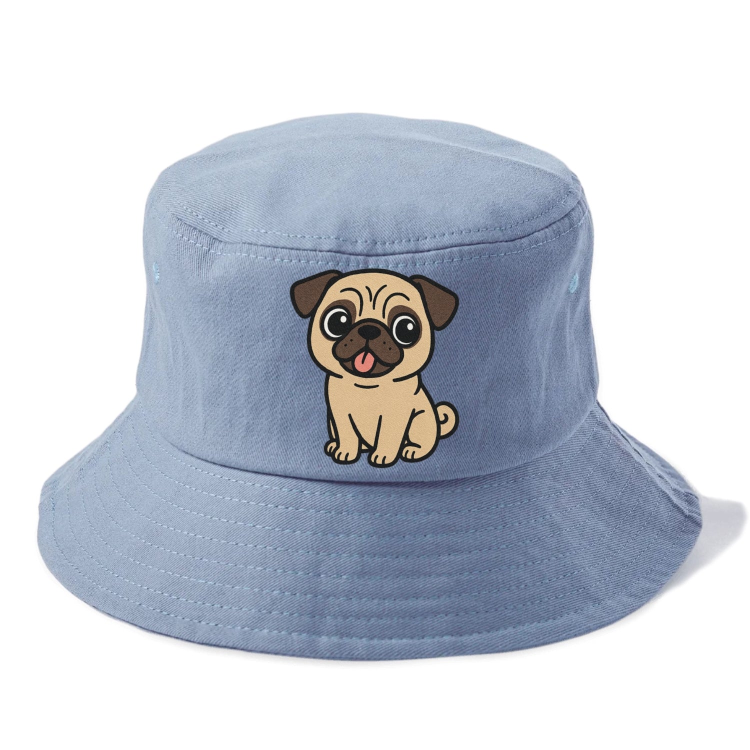 pug tilted head with tongue out portrait design Hat