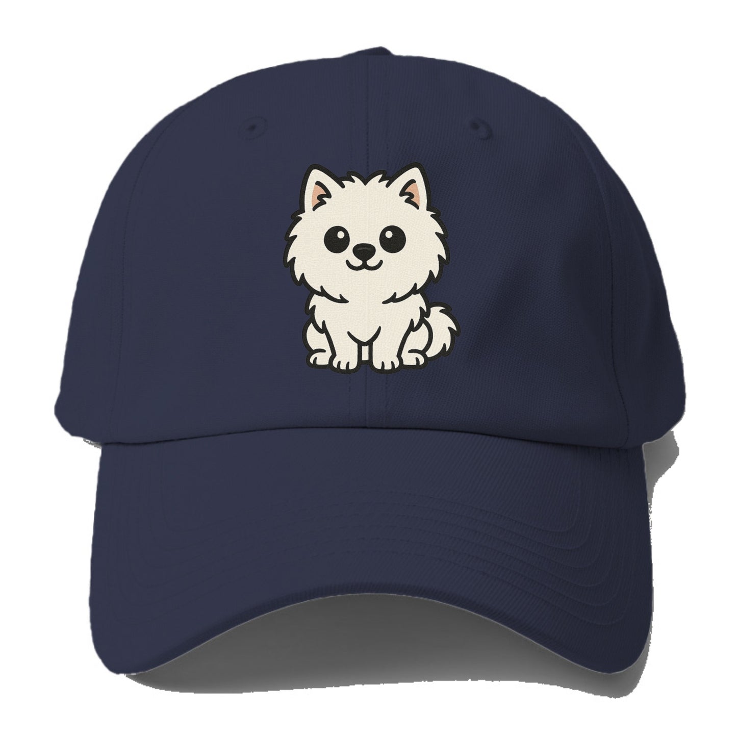 pomeranian white fluffy sitting pose portrait design Hat