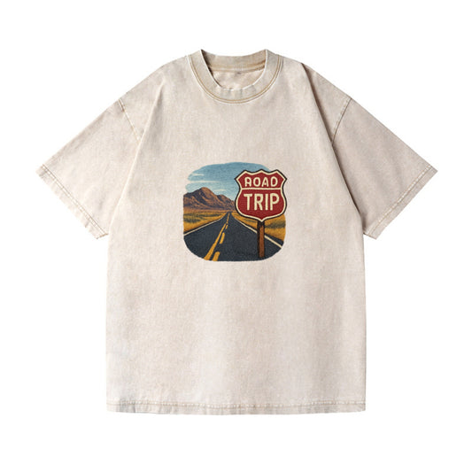 american road trip scenic embroidery Hat