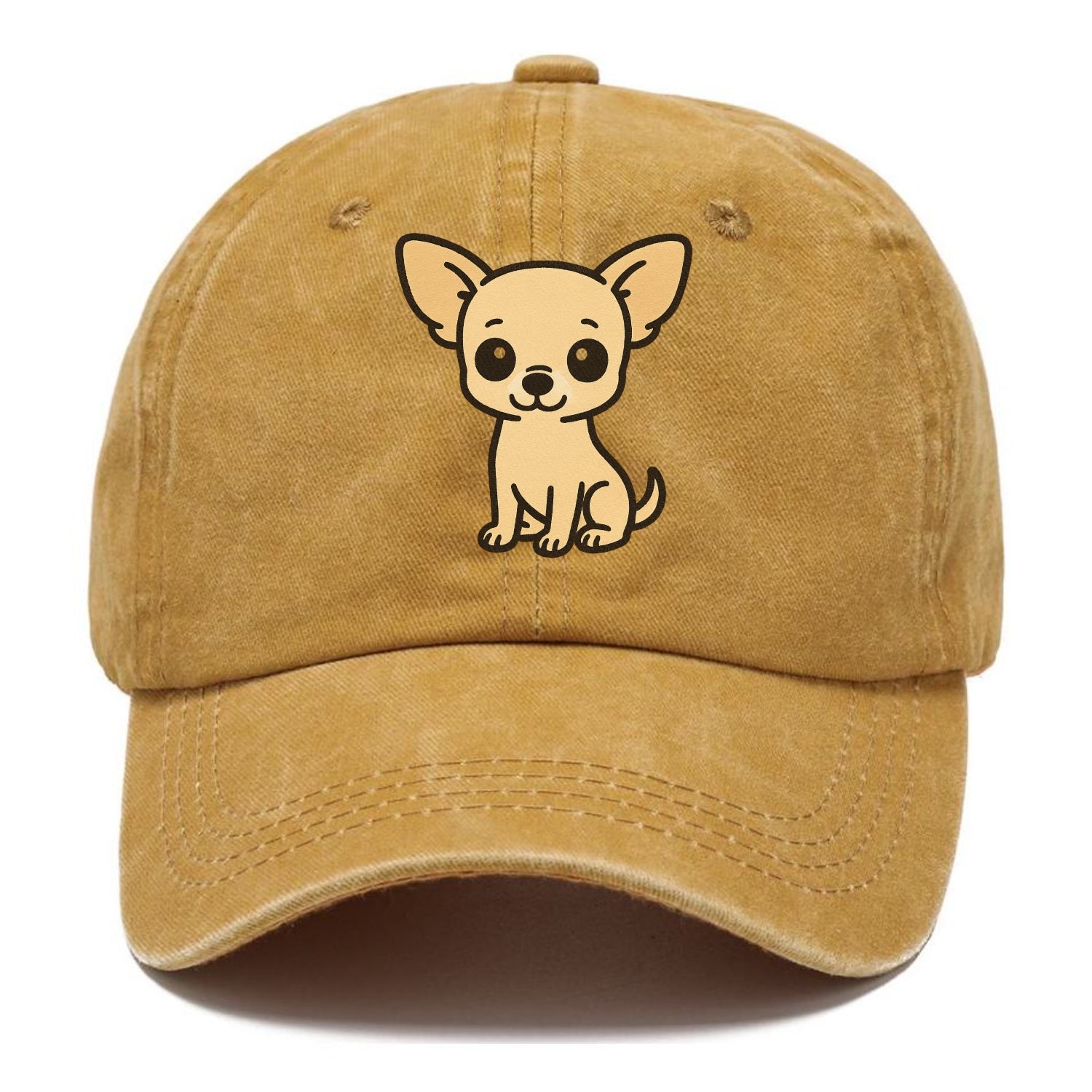 chihuahua cream colored sitting pose portrait design Hat