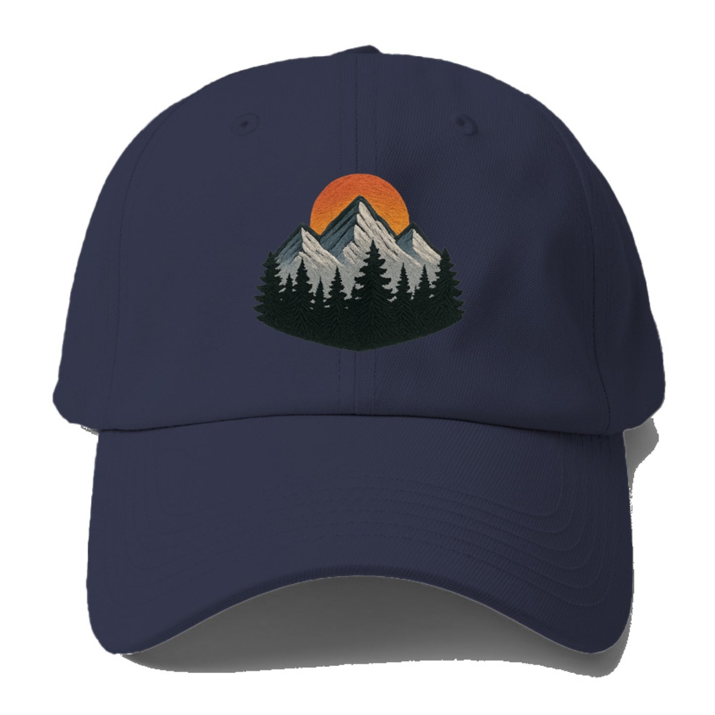 mountain sunset pine forest embroidery Hat