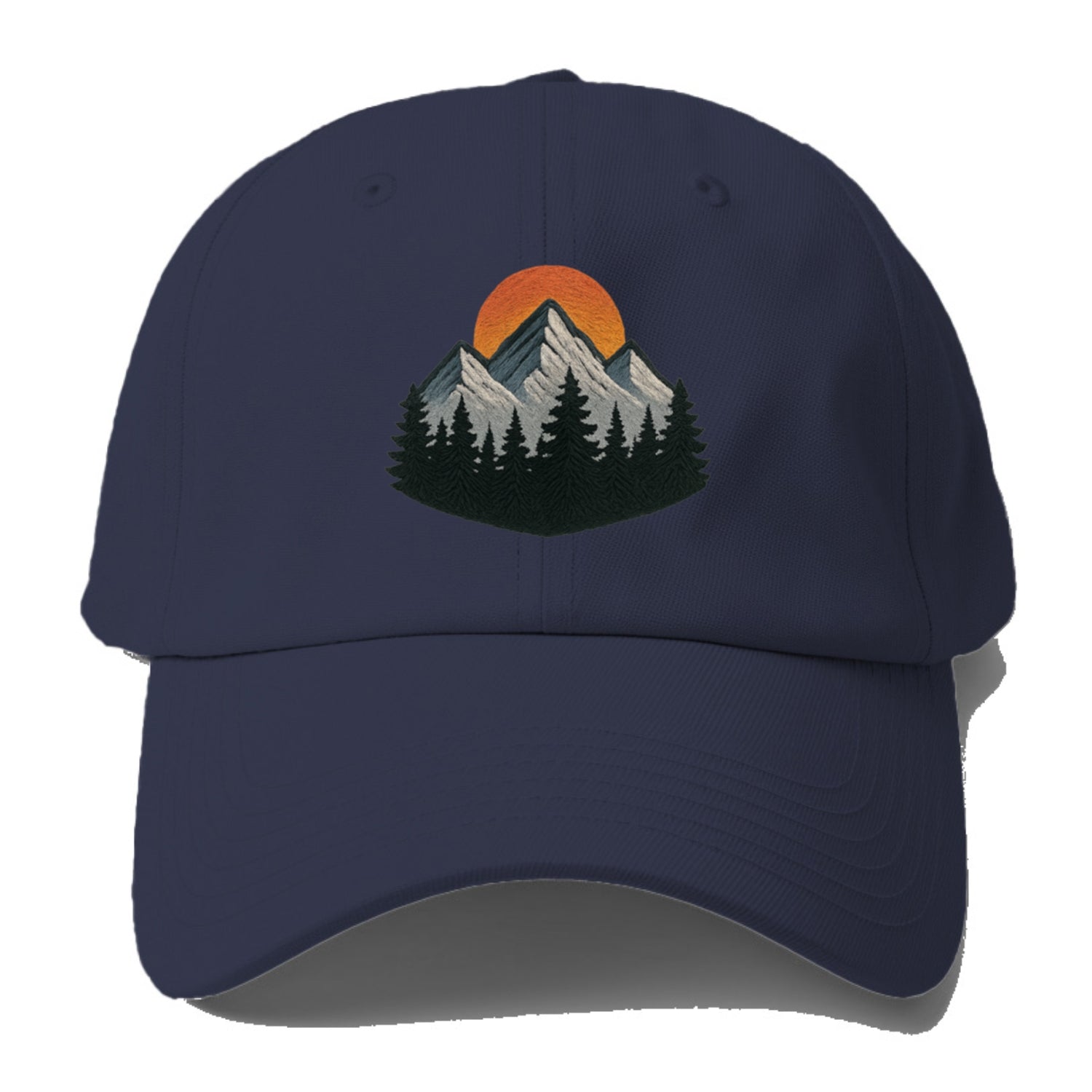 mountain sunset pine forest embroidery Hat