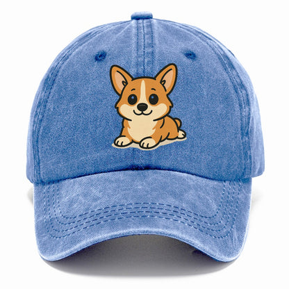 corgi sploot position portrait design Hat