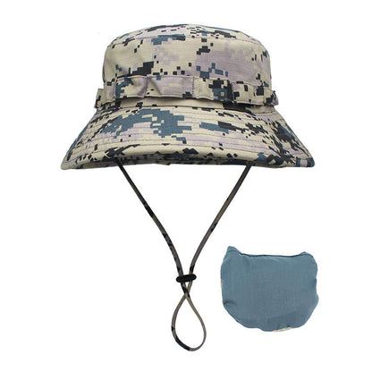 Sombrero de cubo de camuflaje para hombre, sombrero de ala ancha con protección solar, sombrero de pescador de simulación de jungla, sombrero de Montañismo para pesca al aire libre
