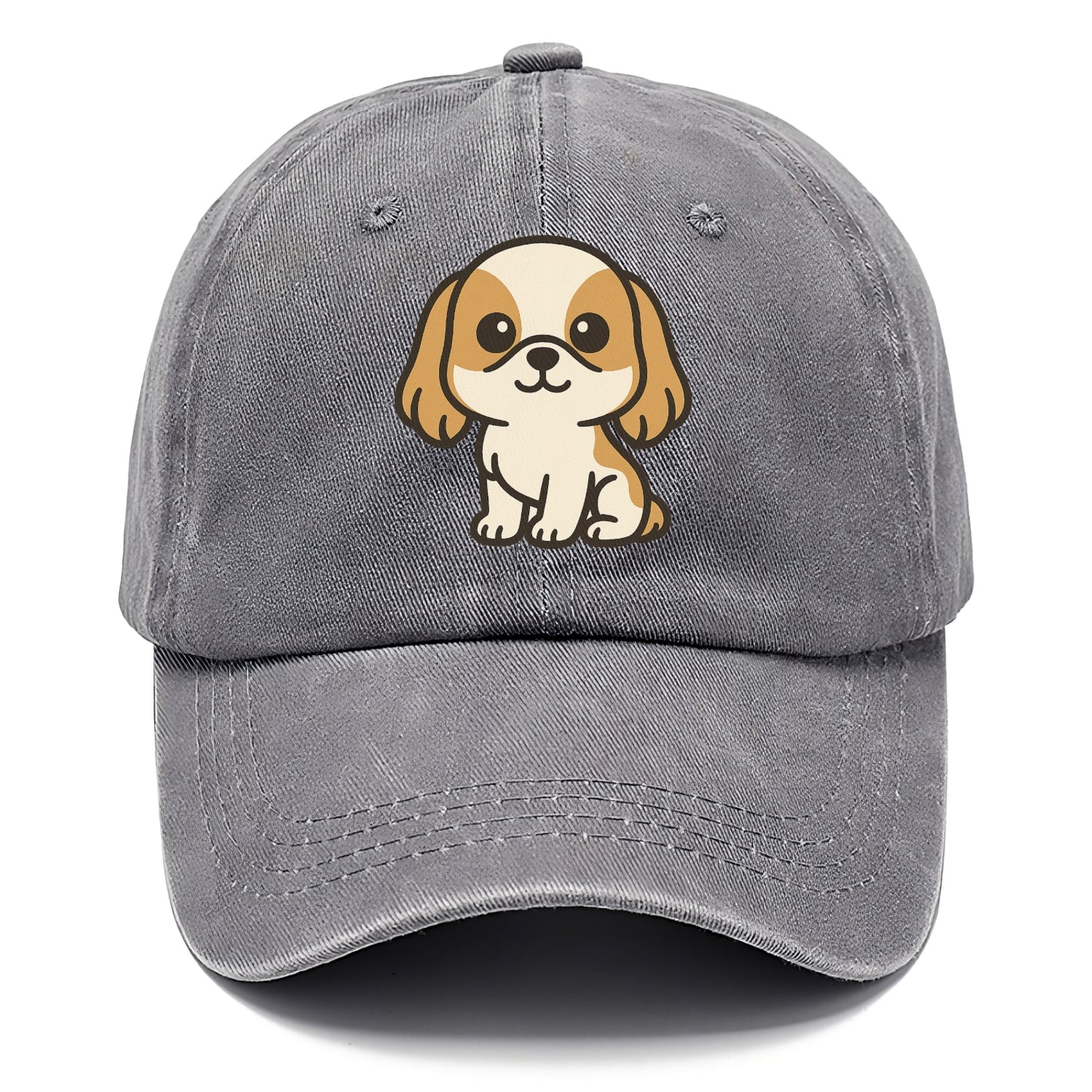 shih tzu white and gold sitting pose with long ears portrait design Hat