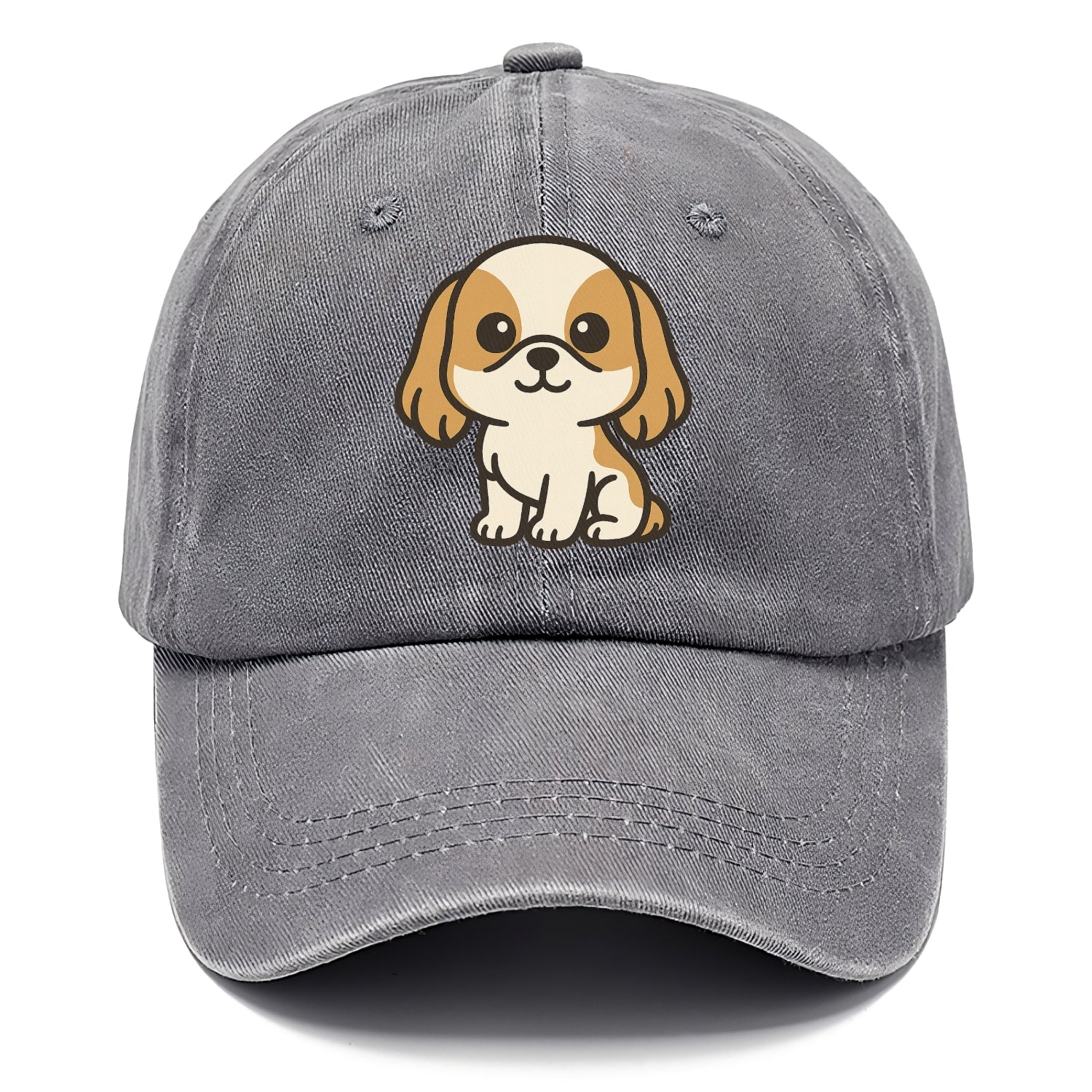 shih tzu white and gold sitting pose with long ears portrait design Hat
