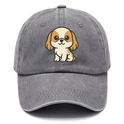 shih tzu white and gold sitting pose with long ears portrait design Hat