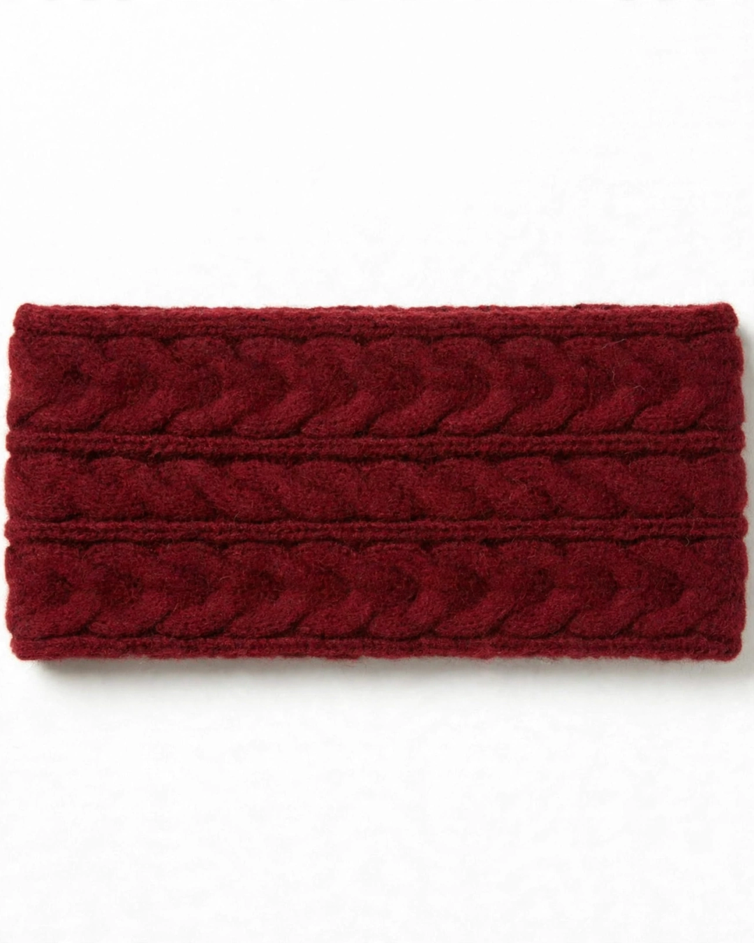Merino Wool Knit Headband - Wide Braided Ear Warmer