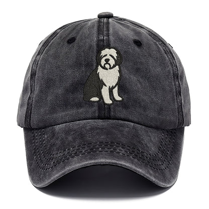 Old English Sheepdog Black And White Pose Hat