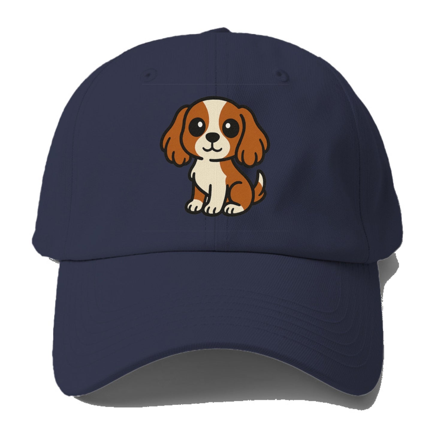 Cavalier King Charles Spaniel Blenheim Colored Sitting Pose Portrait Design Hat