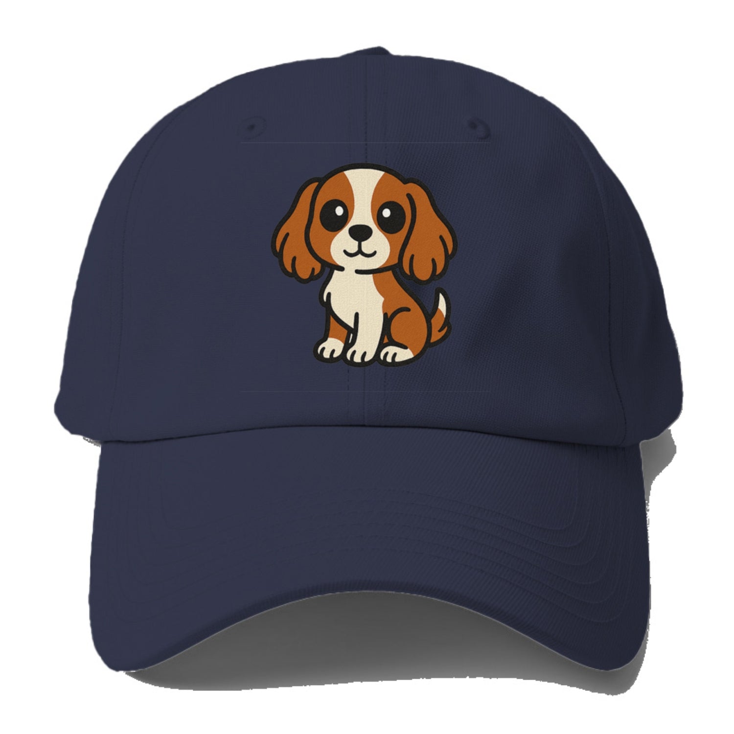 Cavalier King Charles Spaniel Blenheim Colored Sitting Pose Portrait Design Hat
